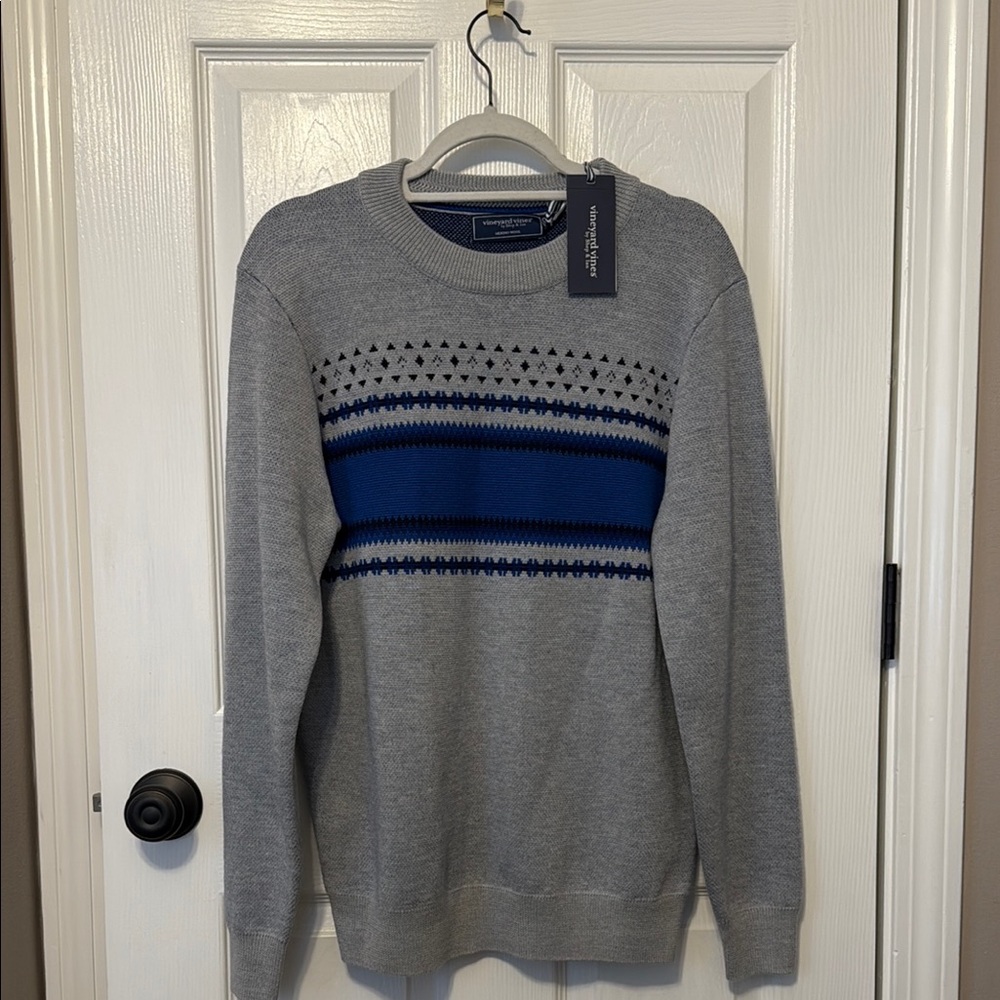 Brand New Vineyard Vines Men’s Gray and Blue Sweater